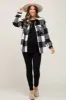 Black Plaid Knit Maternity Shirt Jacket sold by Pinkblush