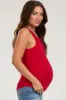 Red Button Accent Ribbed Maternity Tank sold by Pinkblush