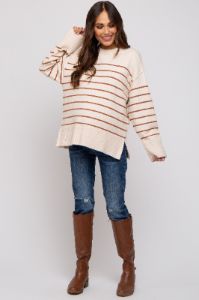 Ivory Striped Maternity Sweater sold by Pinkblush