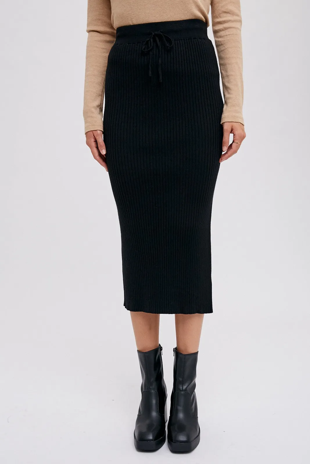 Black Rib Knit Midi Skirt sold by Pinkblush product image thumbnail 2