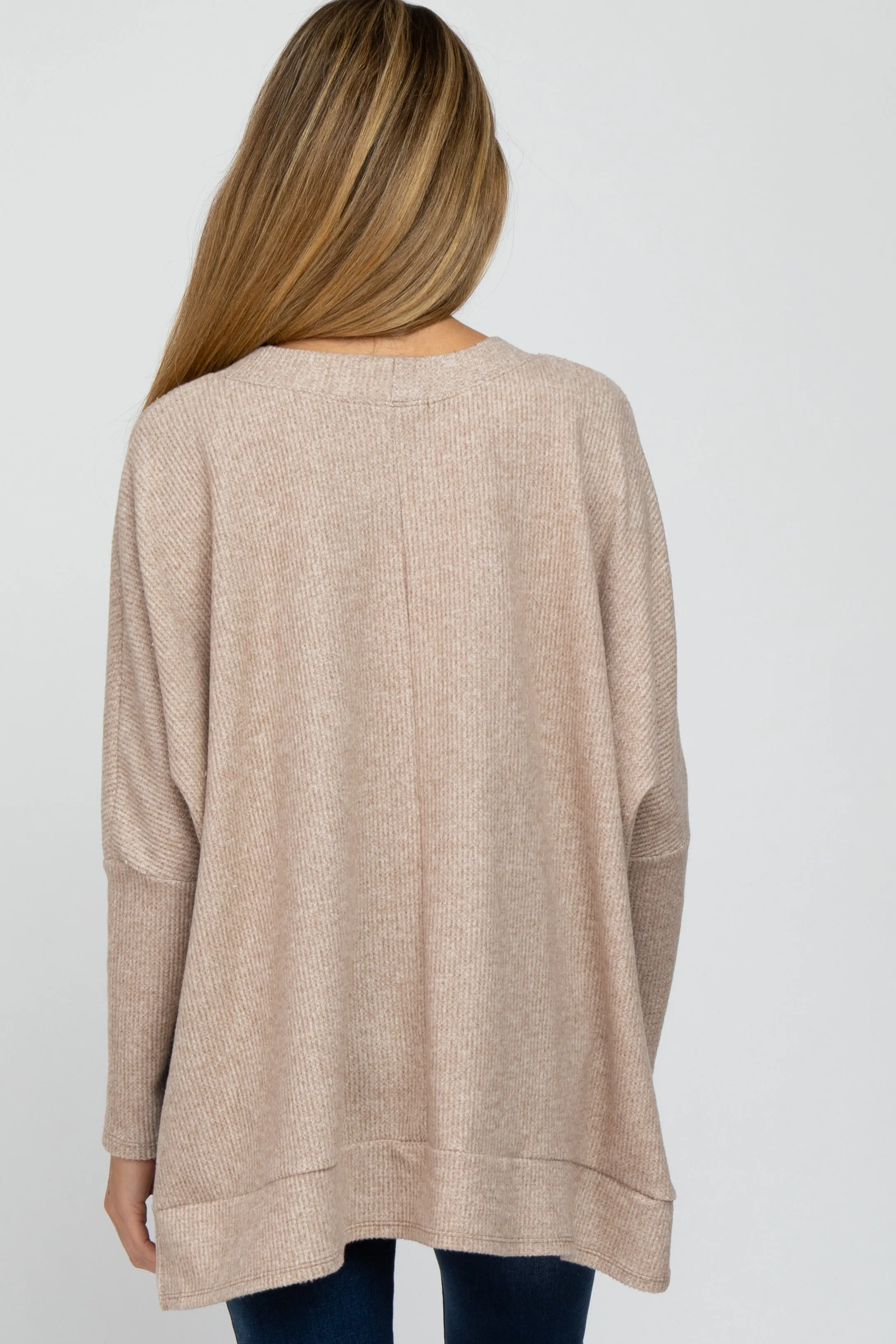 Beige Soft Knit Maternity Long Sleeve Top sold by Pinkblush product image thumbnail 3