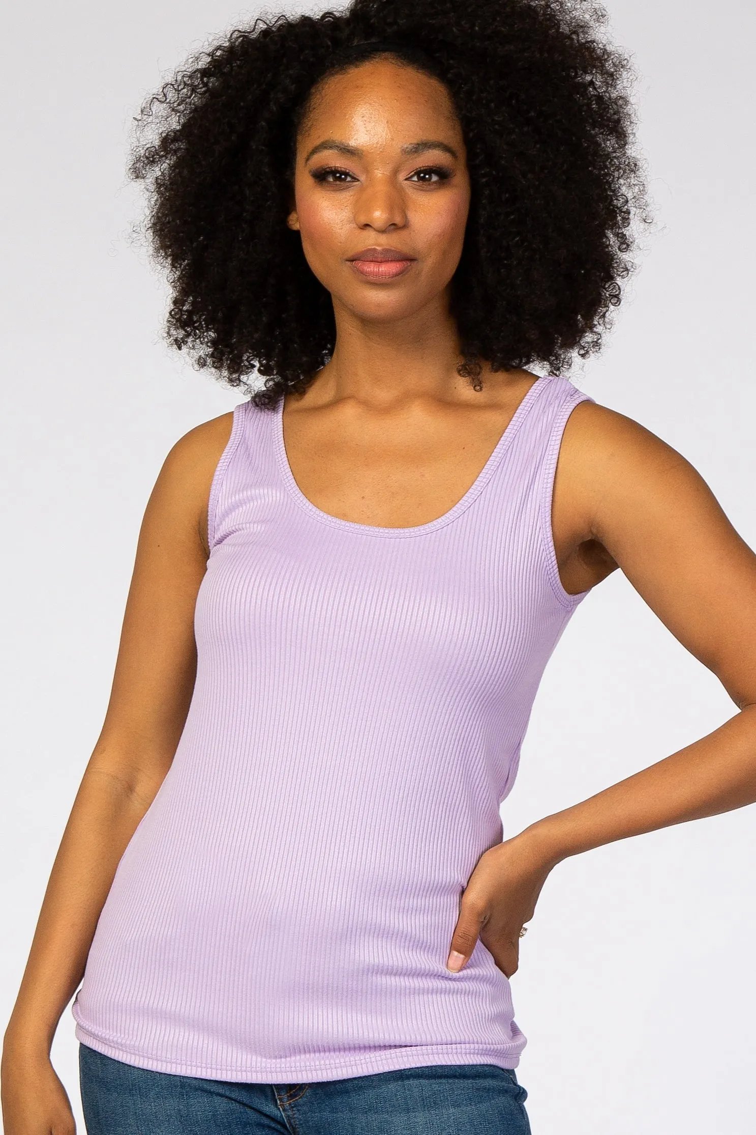 Lavender Ribbed Tank Top sold by Pinkblush