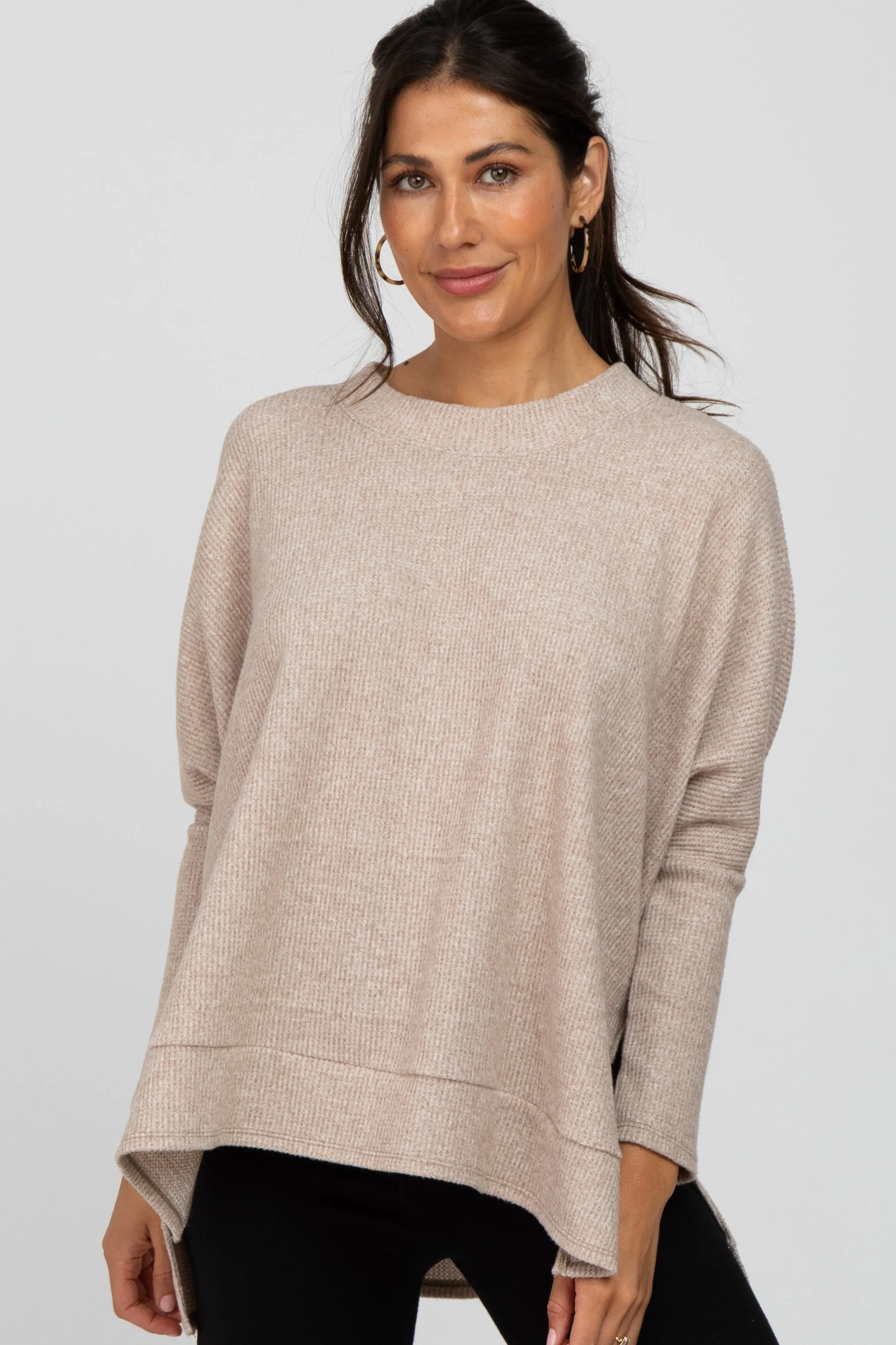 Beige Soft Knit Maternity Long Sleeve Top sold by Pinkblush product image thumbnail 5