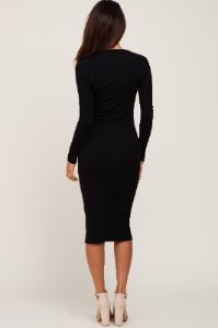 Black Ribbed Cutout Long Sleeve Dress sold by Pinkblush