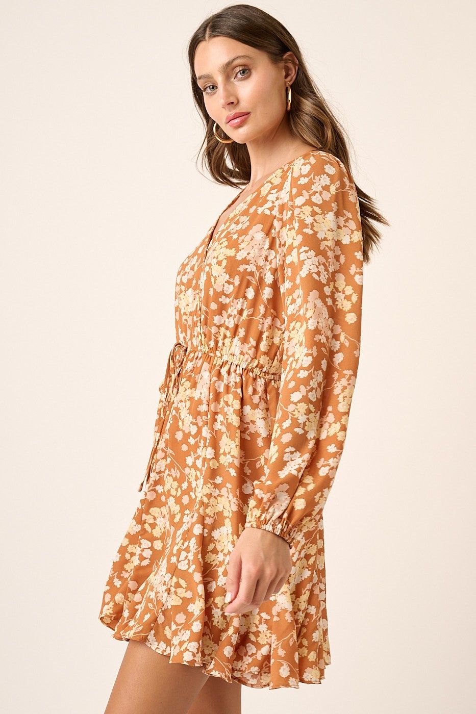 Ginger Flower Print Surplice Godet Detail Mini Dress sold by Pinkblush product image thumbnail 2