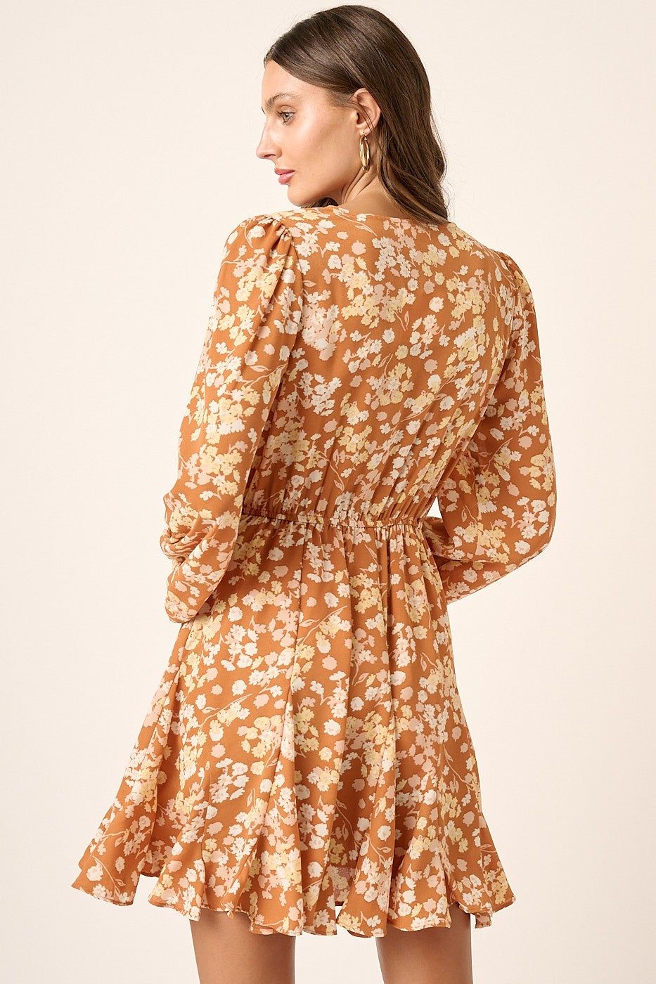 Ginger Flower Print Surplice Godet Detail Mini Dress sold by Pinkblush product image thumbnail 3
