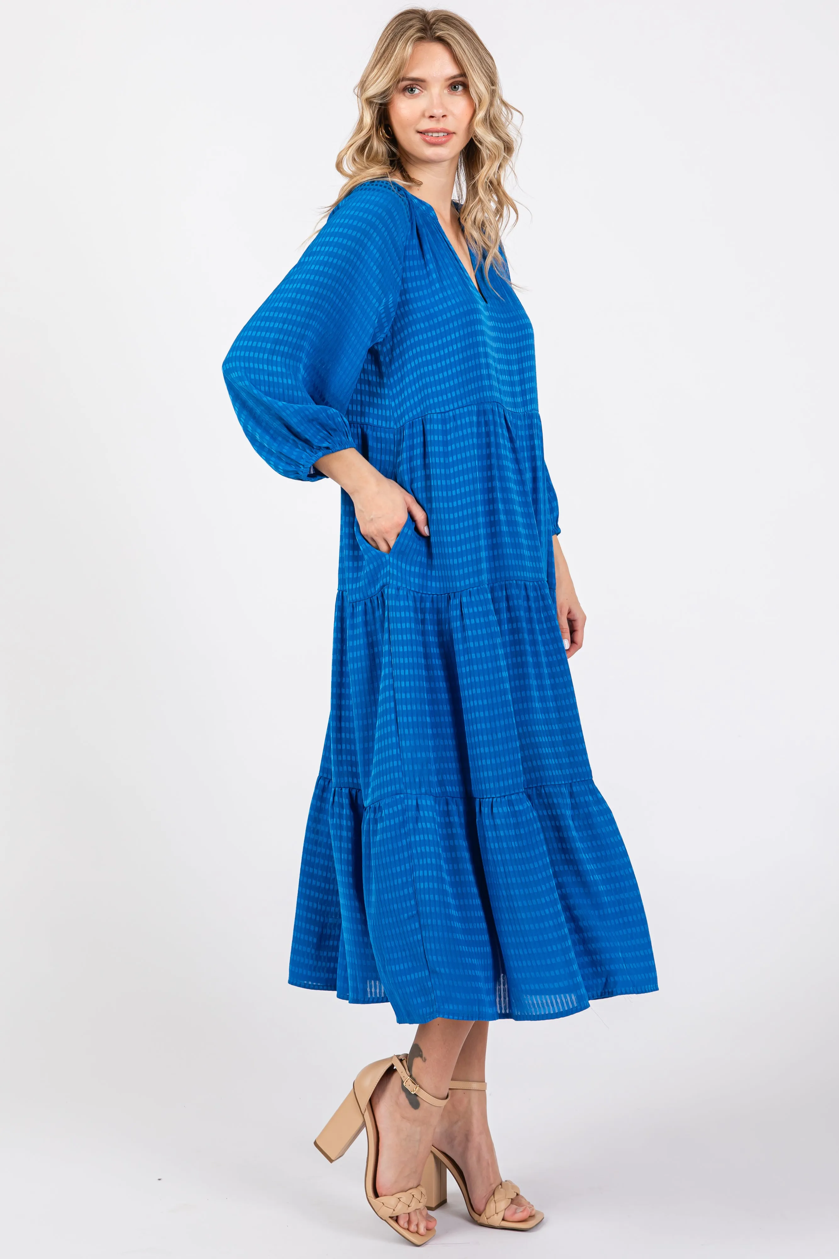 Royal Textured Tiered Midi Dress sold by Pinkblush product image thumbnail 2