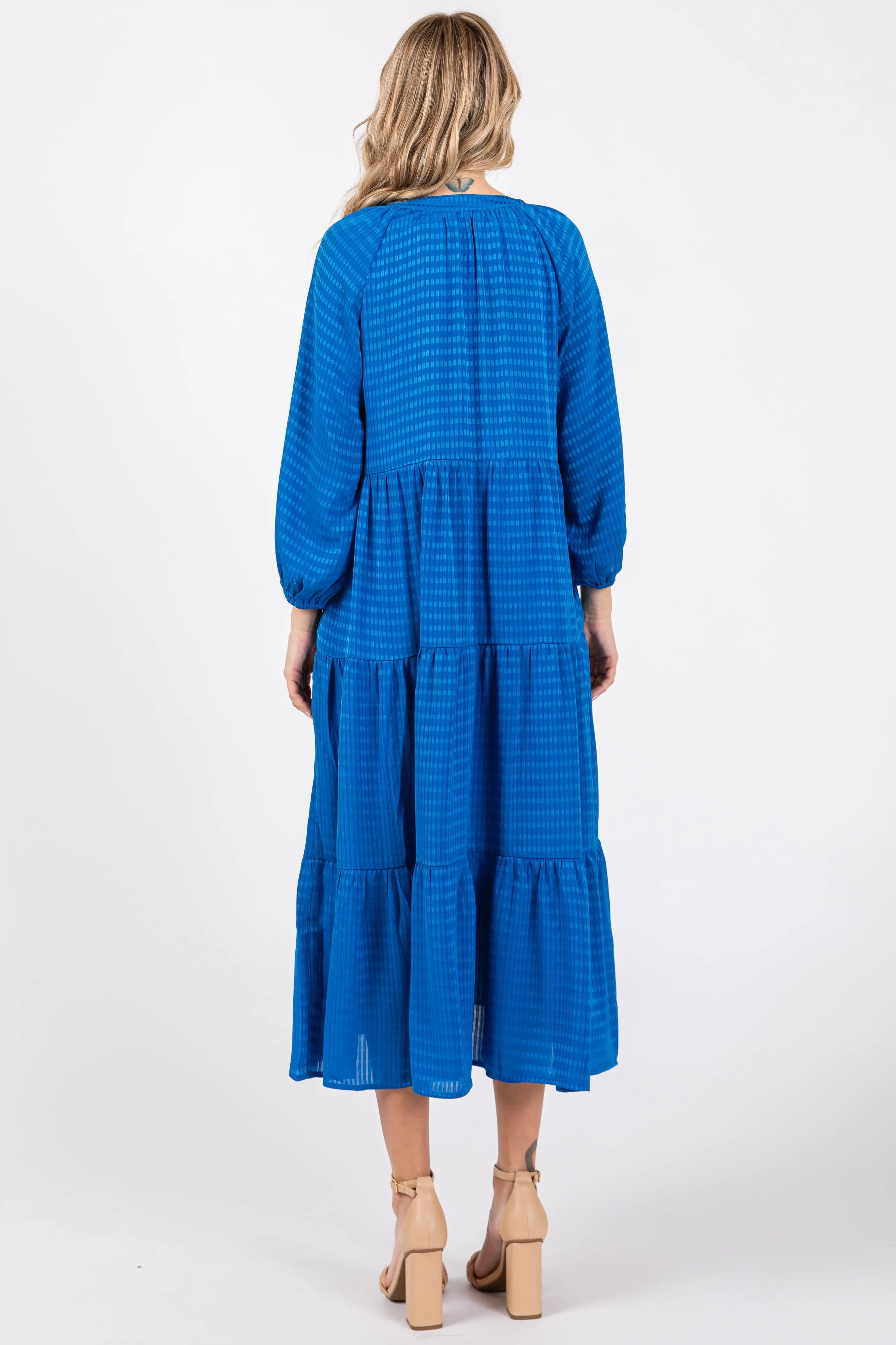 Royal Textured Tiered Midi Dress sold by Pinkblush product image thumbnail 3