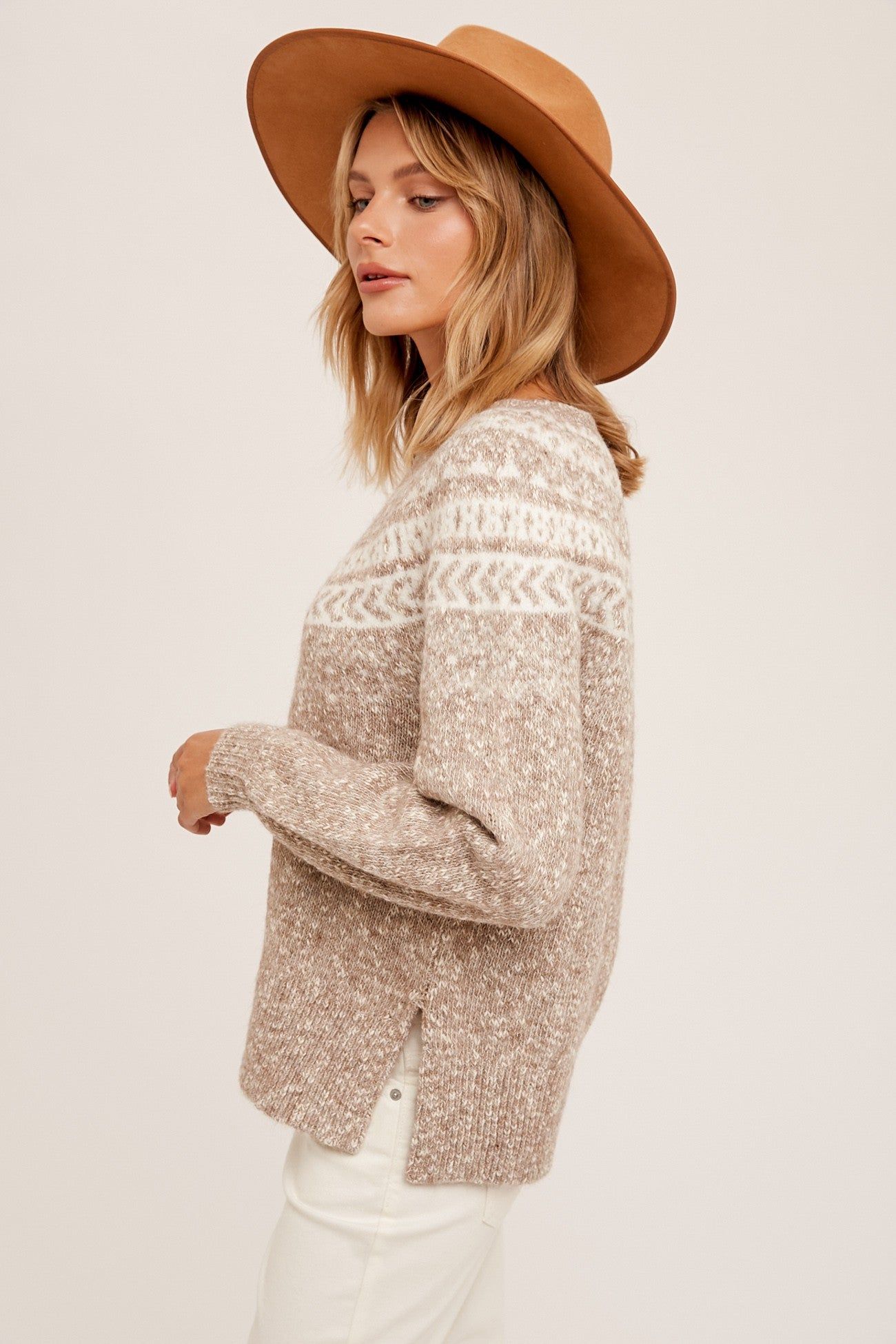 Oatmeal Marled Fairisle Sweater Pullover sold by Pinkblush product image thumbnail 2