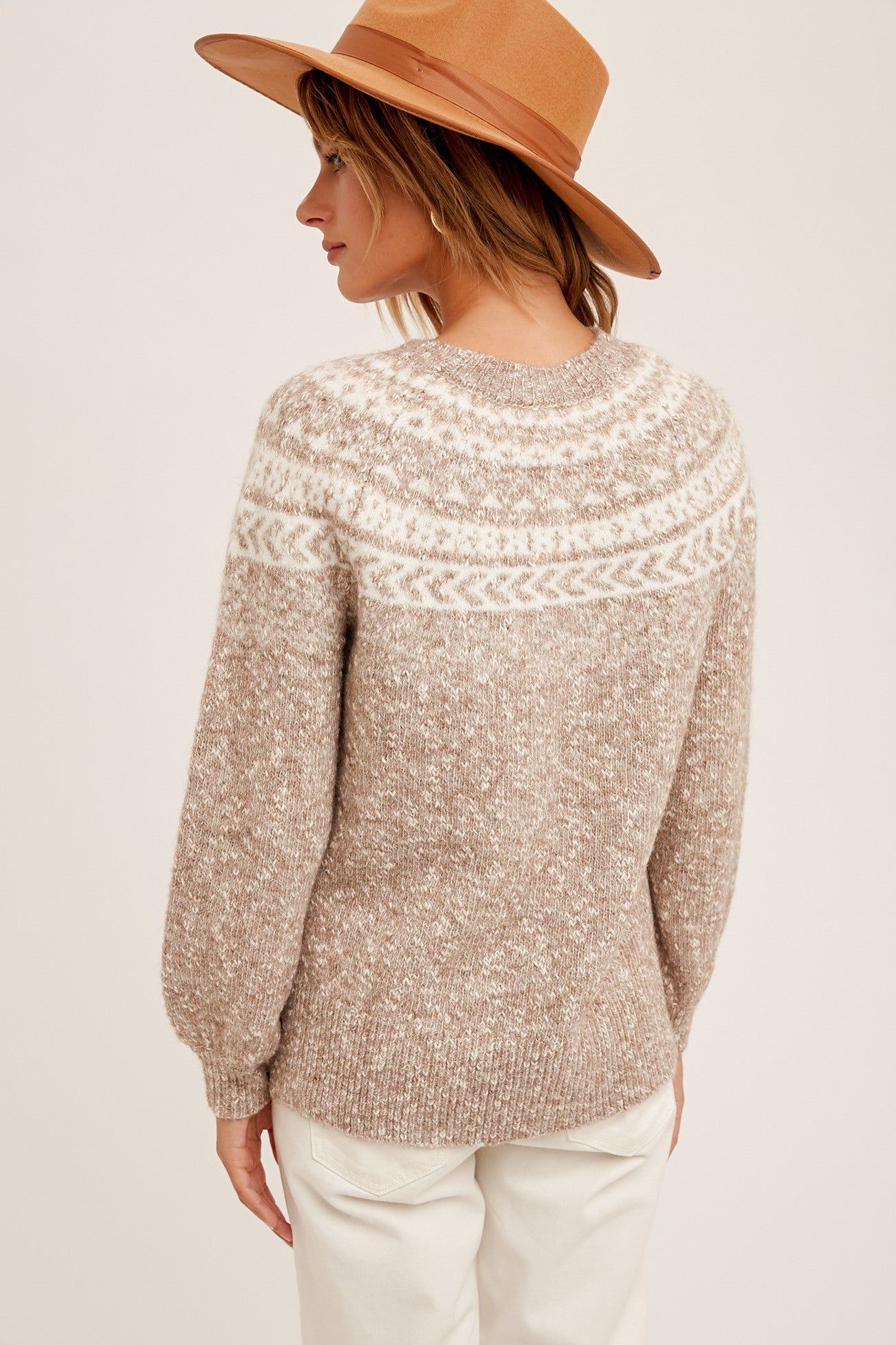 Oatmeal Marled Fairisle Sweater Pullover sold by Pinkblush product image thumbnail 3