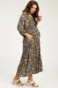 Black Floral Smocked Half Sleeve Maternity Midi Dress sold by Pinkblush