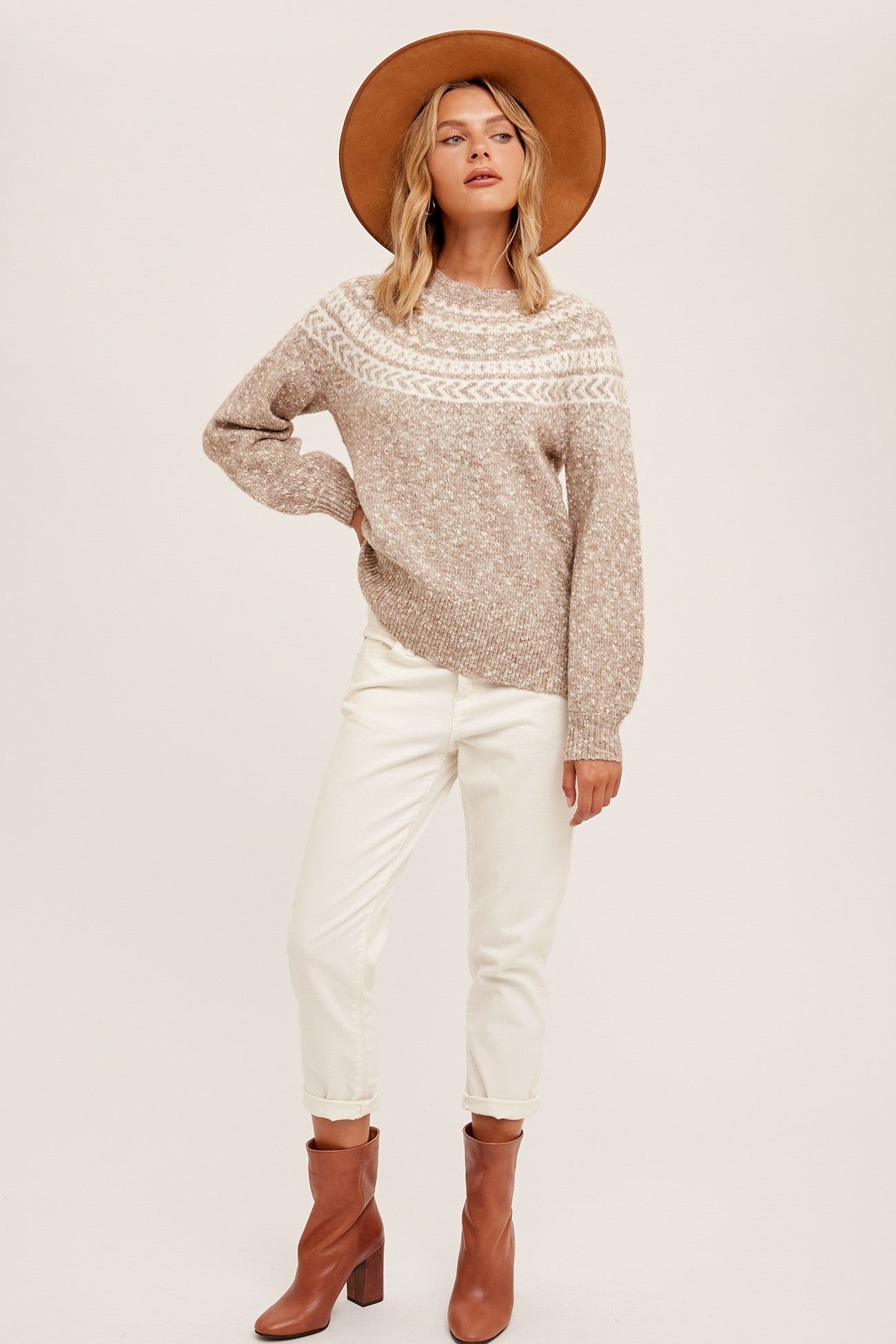 Oatmeal Marled Fairisle Sweater Pullover sold by Pinkblush product image thumbnail 4