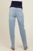 Light Blue Basic Maternity Straight Leg Jeans sold by Pinkblush