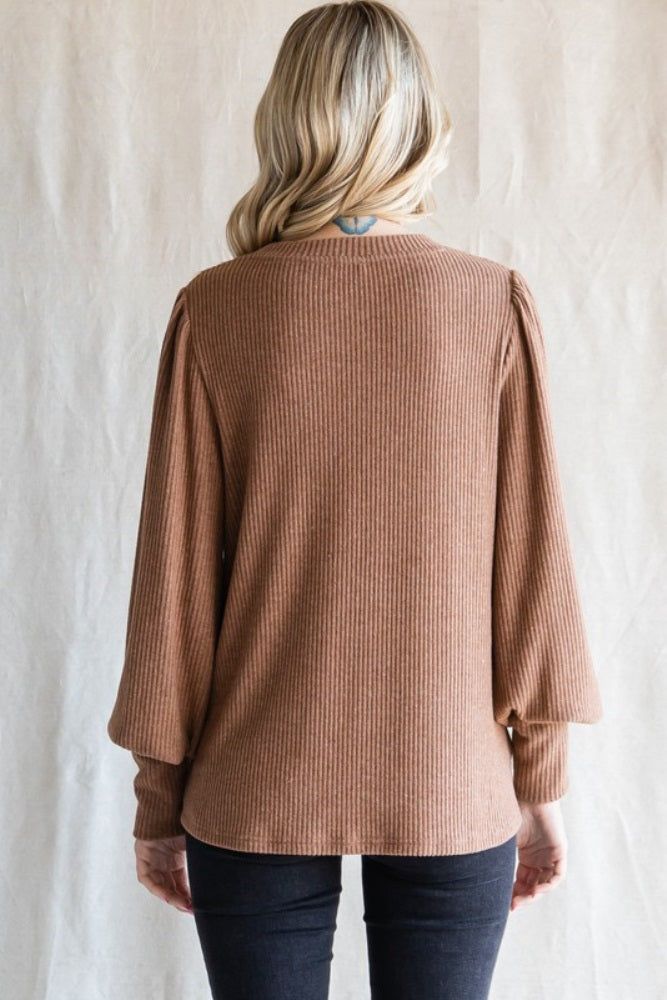 Camel Brushed Ribbed Long Sleeve Top sold by Pinkblush product image thumbnail 3