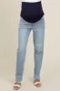 Light Blue Basic Maternity Straight Leg Jeans sold by Pinkblush