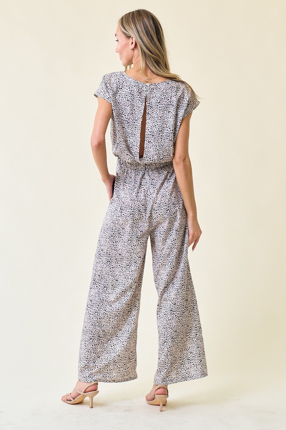 Cream Drop Shoulder Jumpsuit With Sash Belt sold by Pinkblush product image thumbnail 3