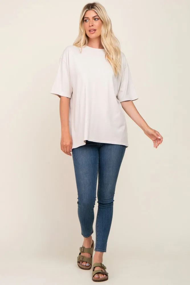 Beige Basic Oversized T-Shirt sold by Pinkblush product image thumbnail 4