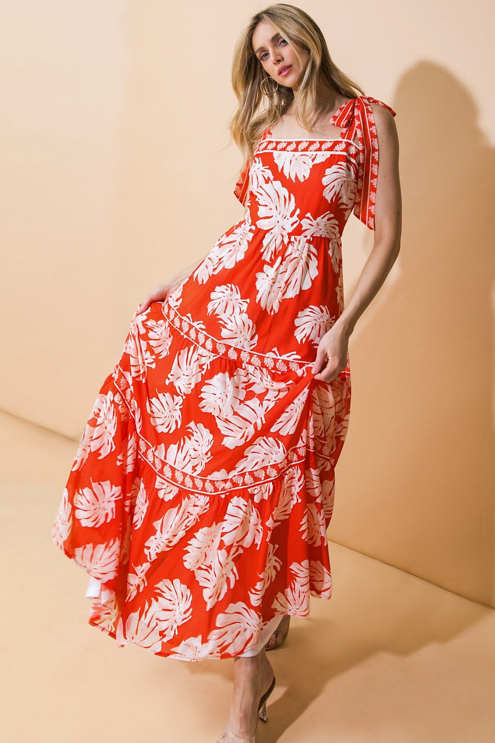 Red Leaf Floral Maxi Dress sold by Pinkblush product image thumbnail 2