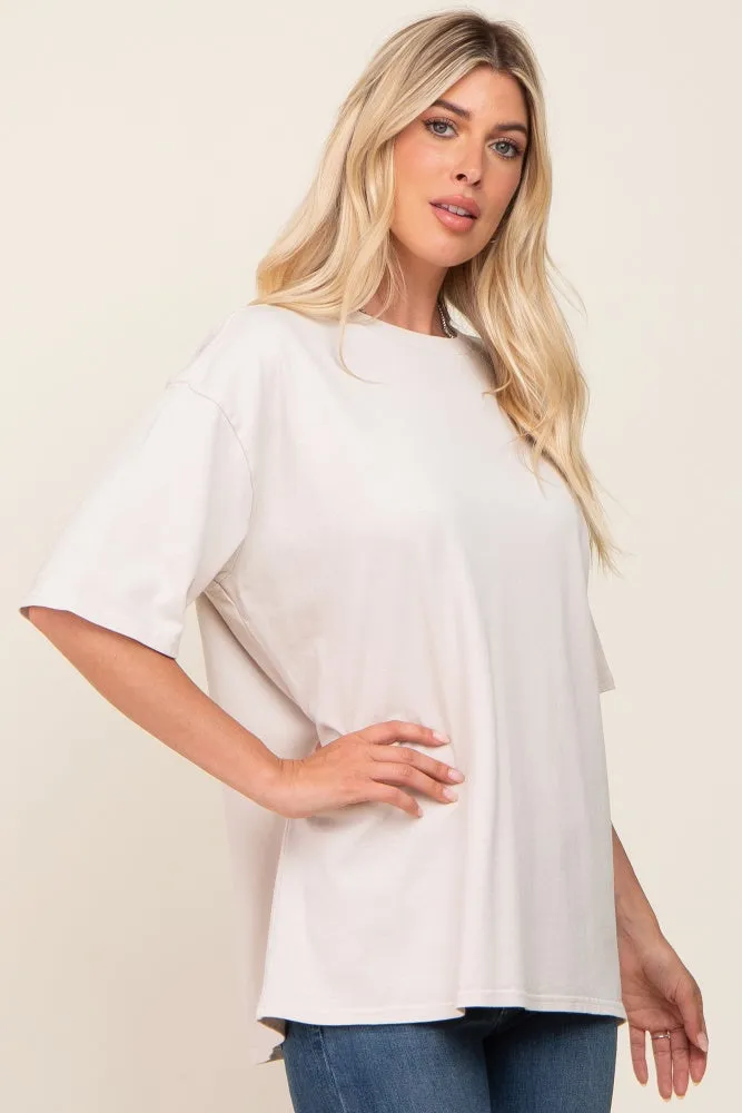 Beige Basic Oversized T-Shirt sold by Pinkblush product image thumbnail 2