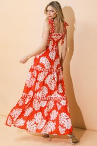 Red Leaf Floral Maxi Dress sold by Pinkblush