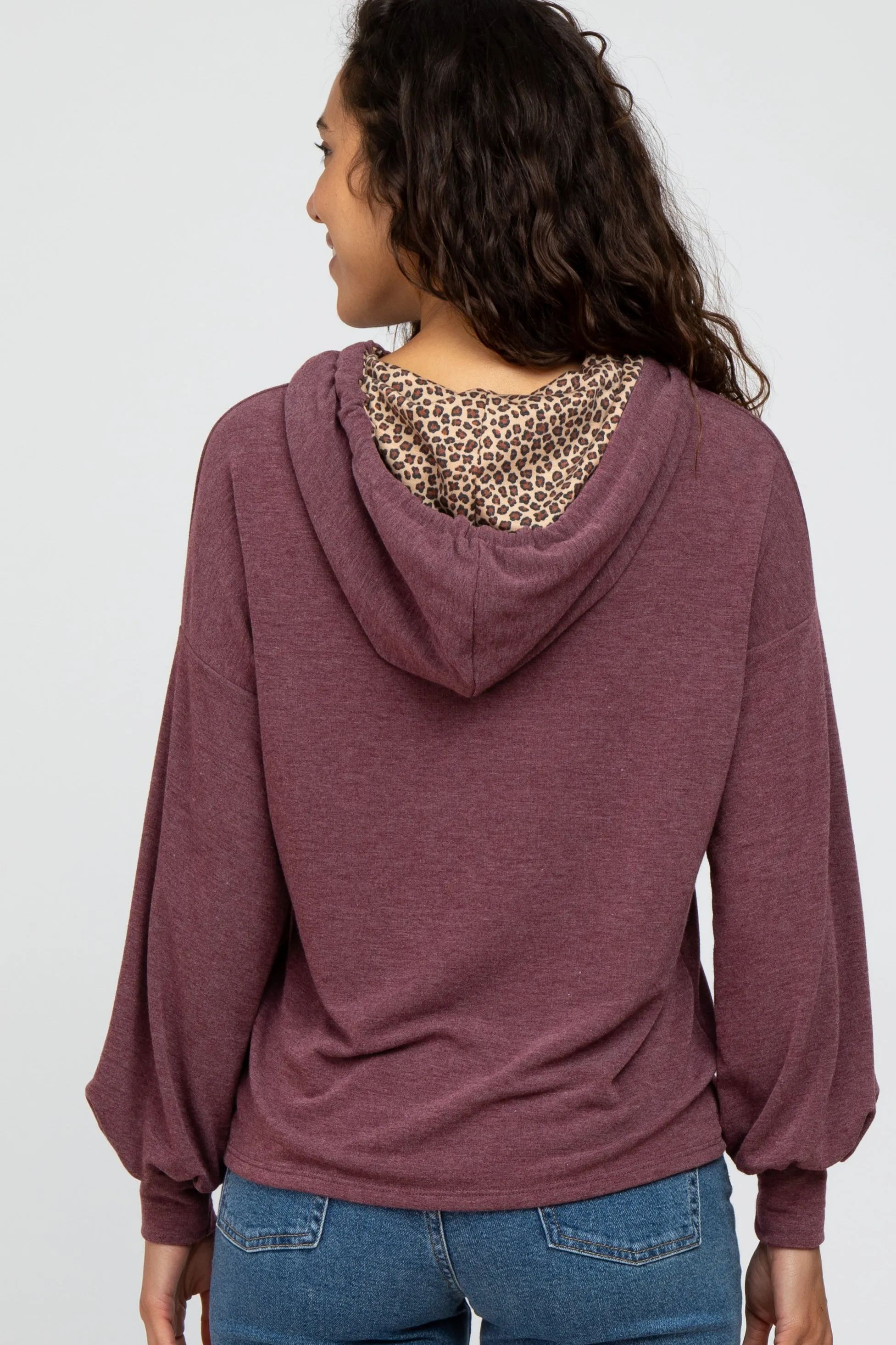 Plum Animal Print Drawstring Hooded Top sold by Pinkblush product image thumbnail 3