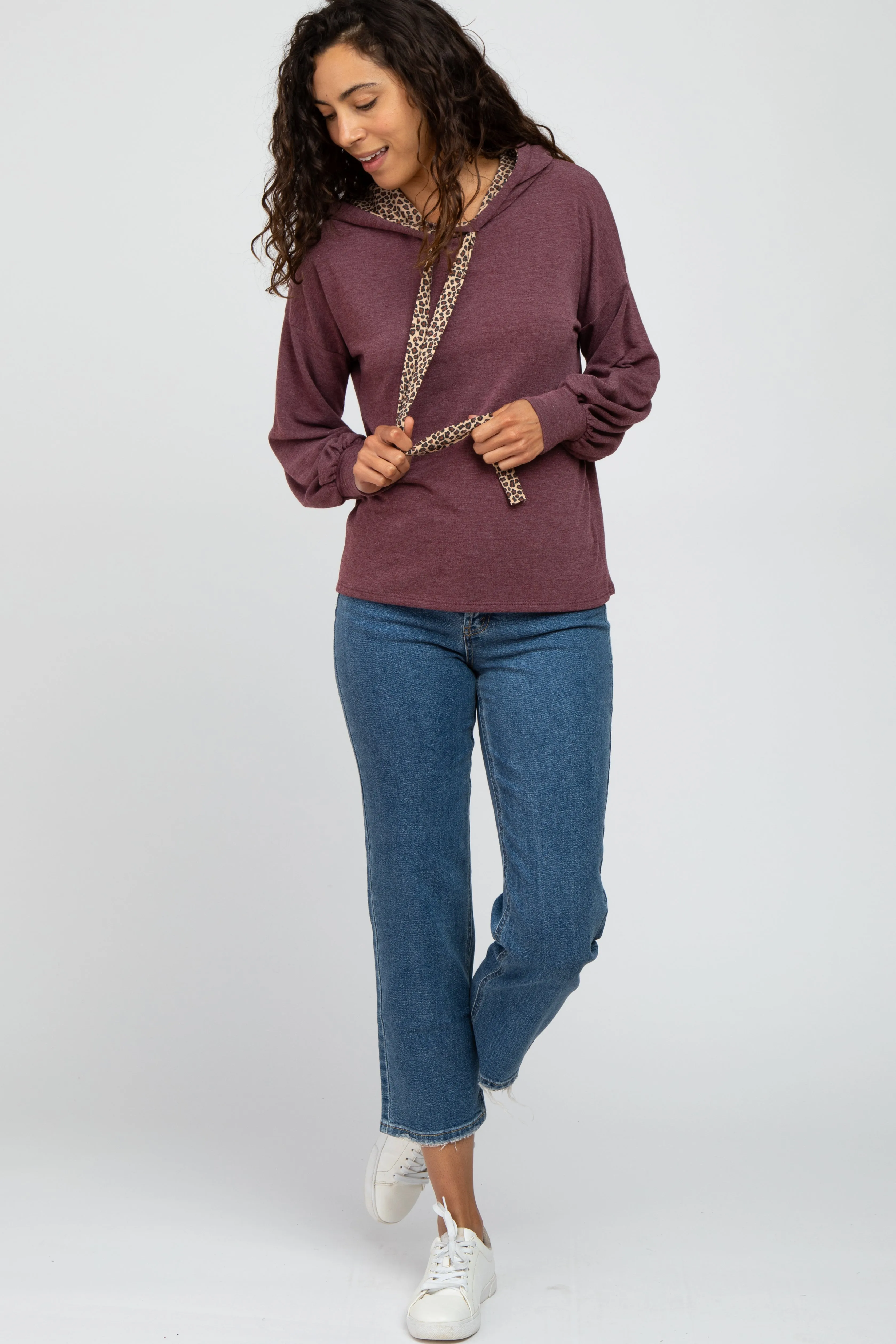 Plum Animal Print Drawstring Hooded Top sold by Pinkblush product image thumbnail 4