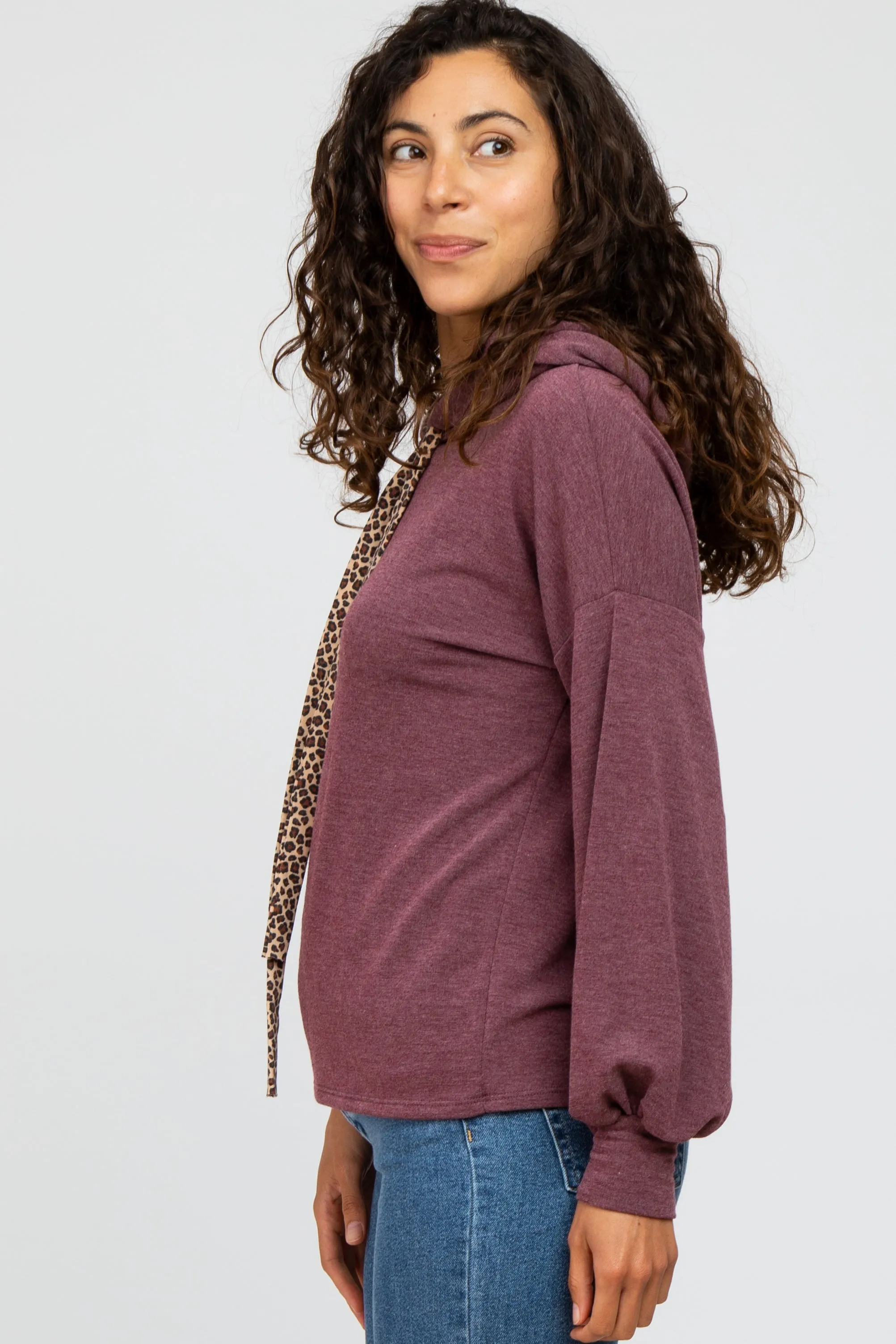 Plum Animal Print Drawstring Hooded Top sold by Pinkblush product image thumbnail 2