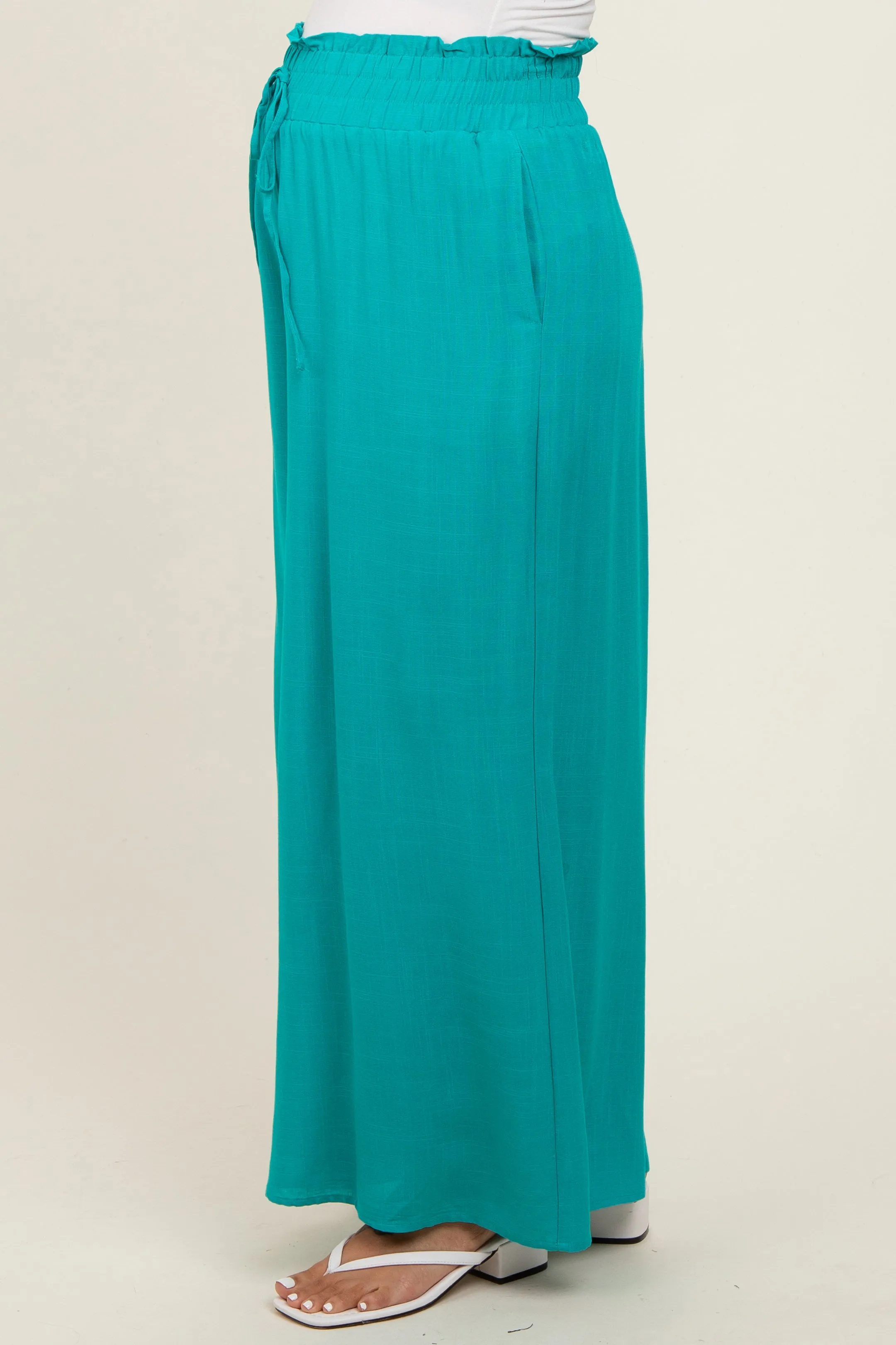 Jade Wide Leg Smocked Lightweight Maternity Pants sold by Pinkblush product image thumbnail 4