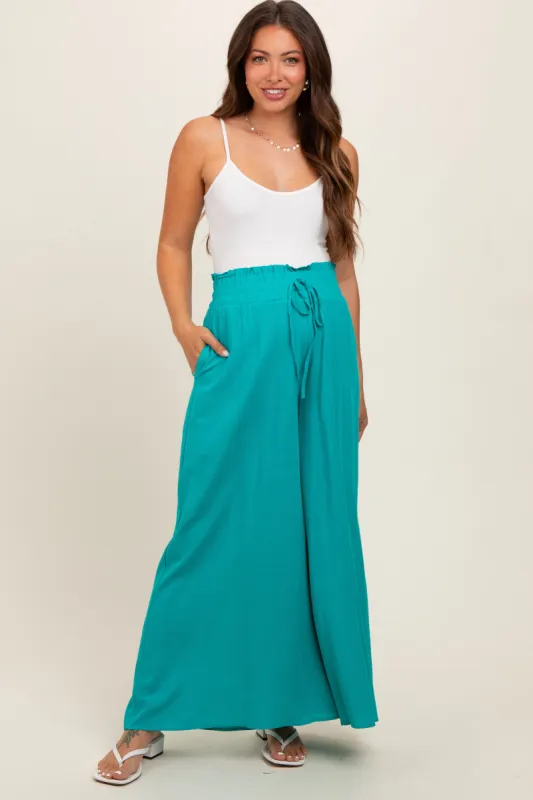 Jade Wide Leg Smocked Lightweight Maternity Pants sold by Pinkblush