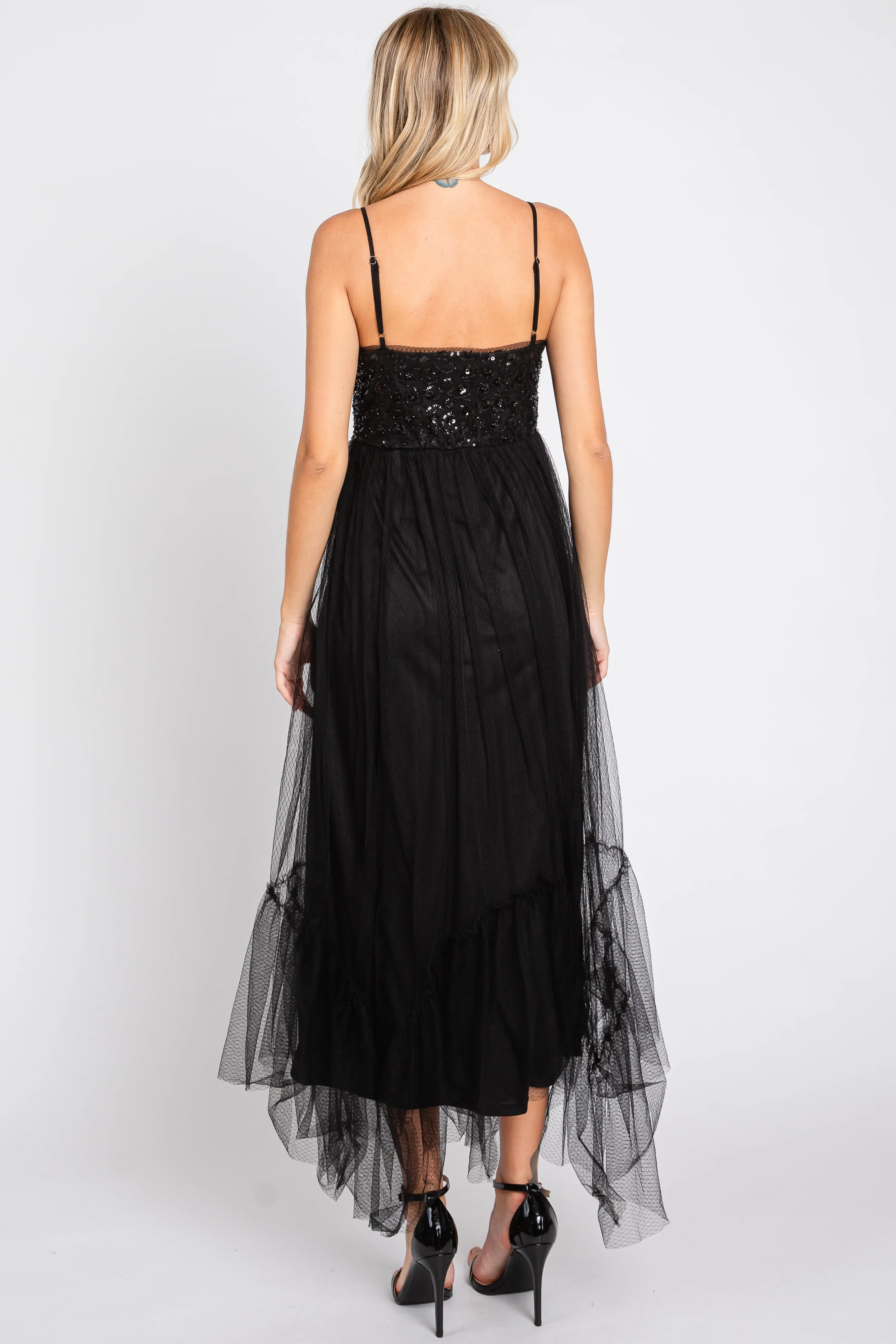 Black Sequin Top Tulle Midi Dress sold by Pinkblush product image thumbnail 3