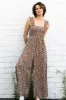 Mocha Sleeveless Floral Smocked Ruffle Maternity Jumpsuit sold by Pinkblush