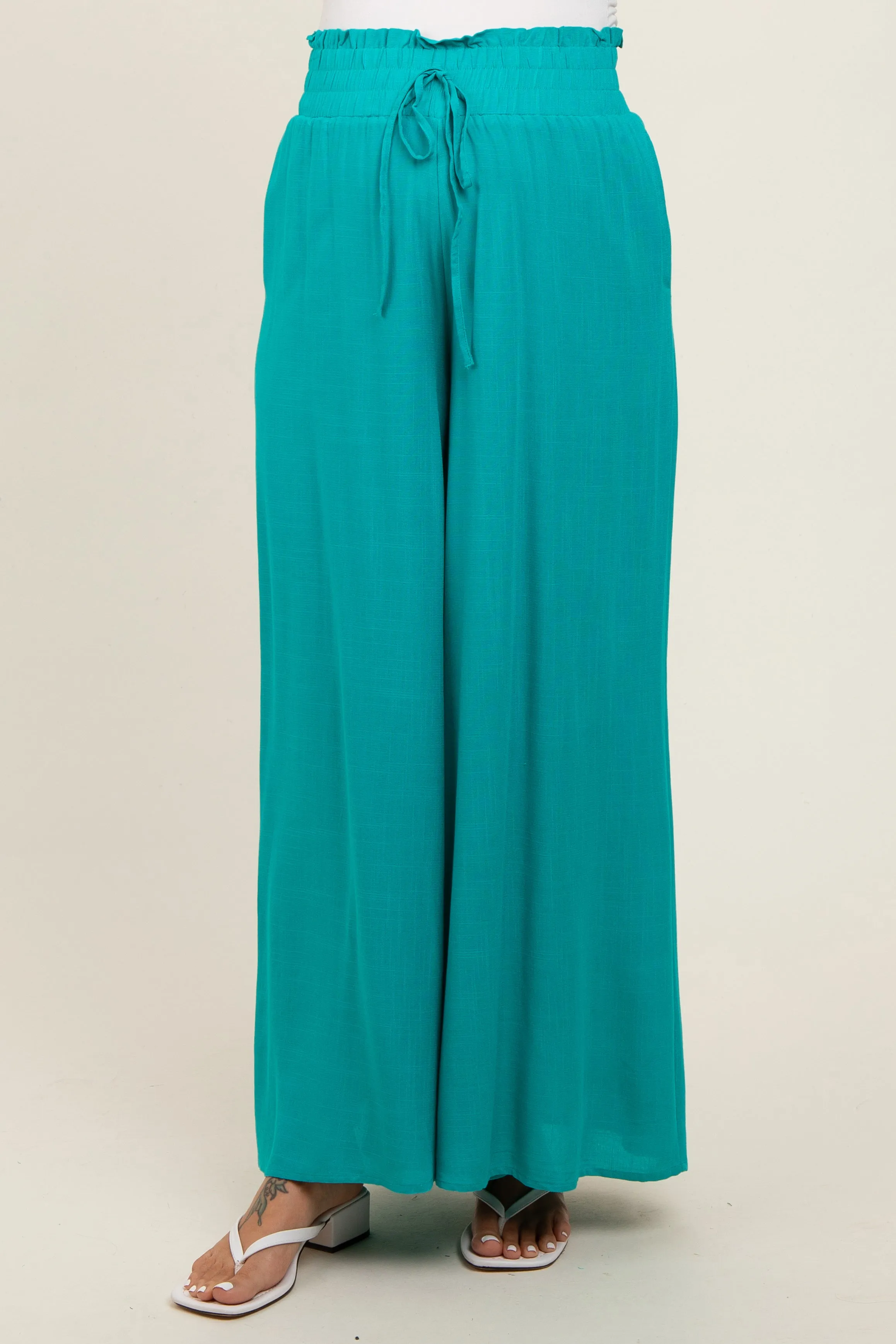 Jade Wide Leg Smocked Lightweight Maternity Pants sold by Pinkblush product image thumbnail 3