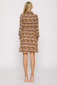 Peach Combo Printed Long Sleeve Mini Dress sold by Pinkblush