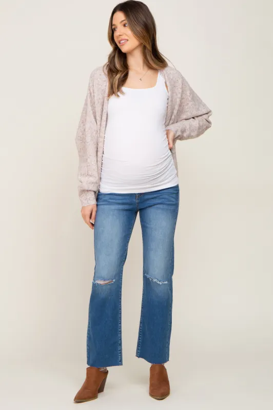 Blue Open Knee Straight Leg Maternity Jeans sold by Pinkblush