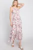 Pink Floral Chiffon Smocked Maternity Midi Dress sold by Pinkblush