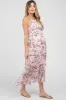 Pink Floral Chiffon Smocked Maternity Midi Dress sold by Pinkblush