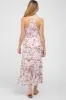 Pink Floral Chiffon Smocked Maternity Midi Dress sold by Pinkblush