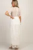 PinkBlush Cream Lace Mesh Overlay Maternity Maxi Dress sold by Pinkblush