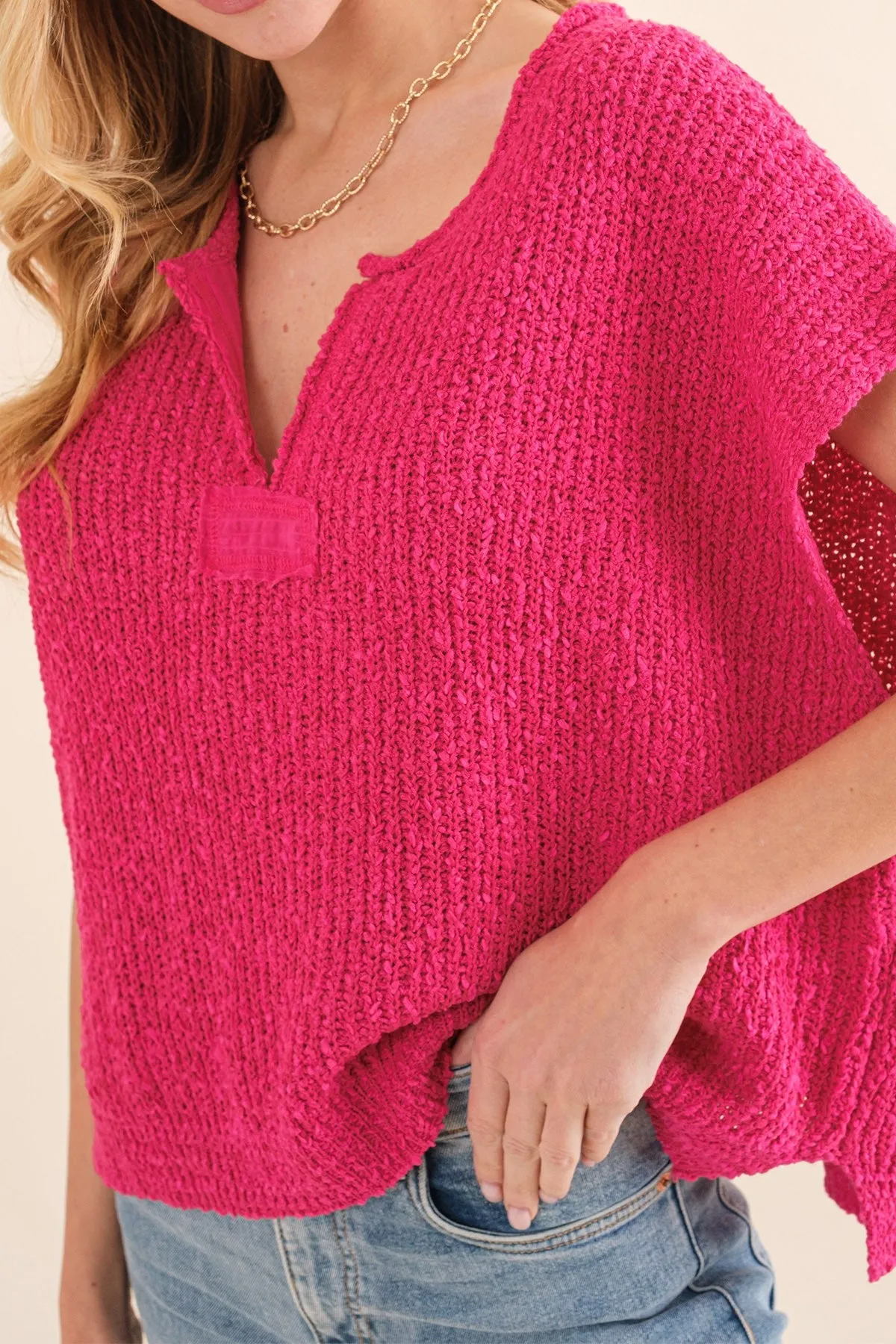 Fuchsia Patch Sleeveless Sweater sold by Pinkblush product image thumbnail 3