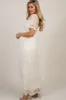 PinkBlush Cream Lace Mesh Overlay Maternity Maxi Dress sold by Pinkblush