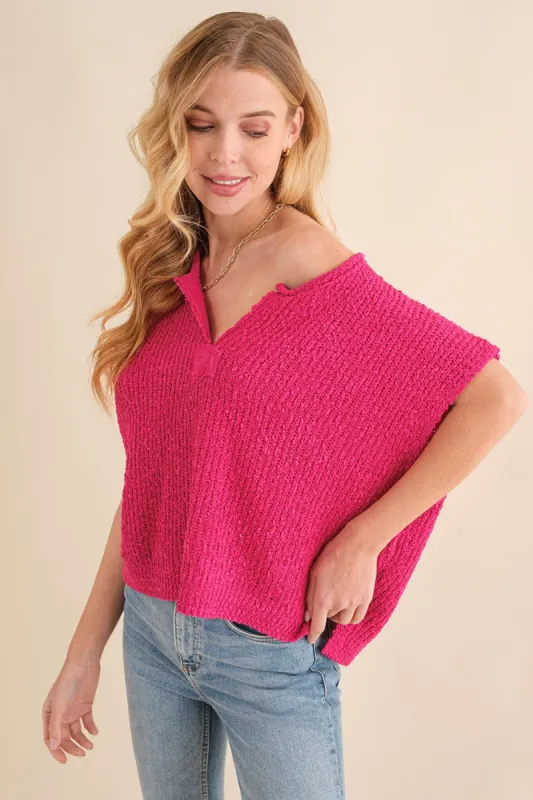 Fuchsia Patch Sleeveless Sweater sold by Pinkblush