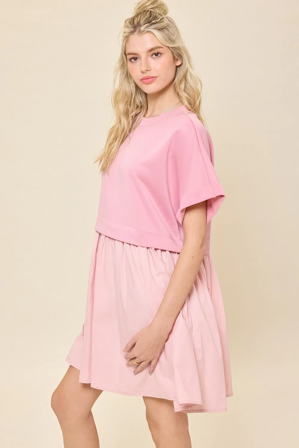 Dusty Pink Oversized Sweatershirt Poplin Mini Dress sold by Pinkblush product image thumbnail 2