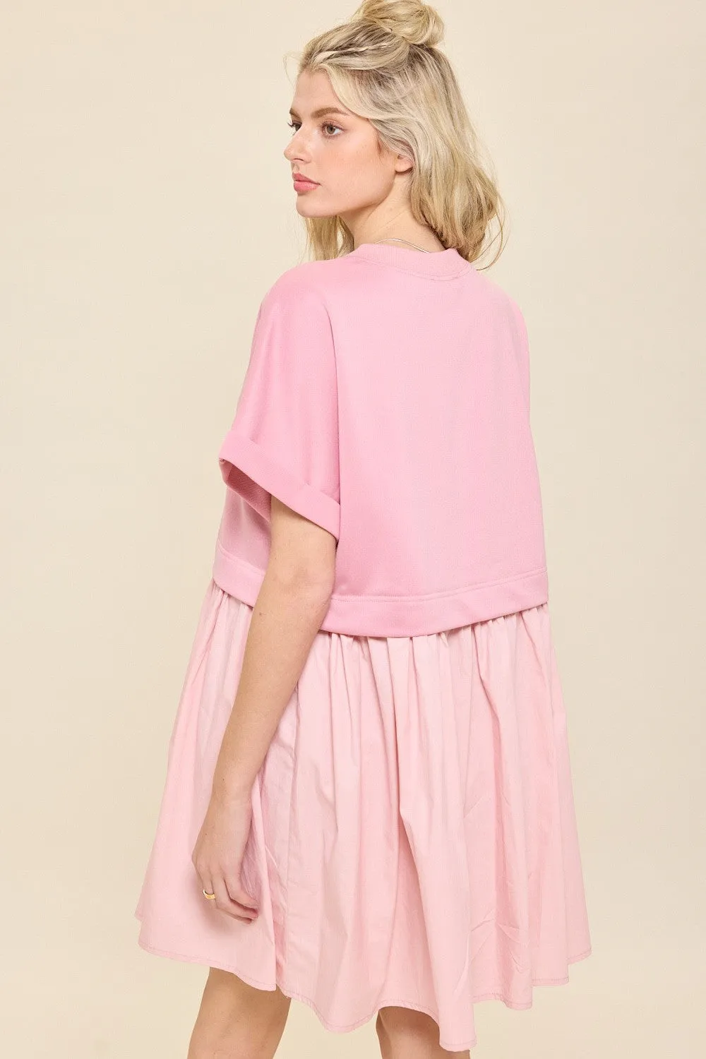 Dusty Pink Oversized Sweatershirt Poplin Mini Dress sold by Pinkblush product image thumbnail 3
