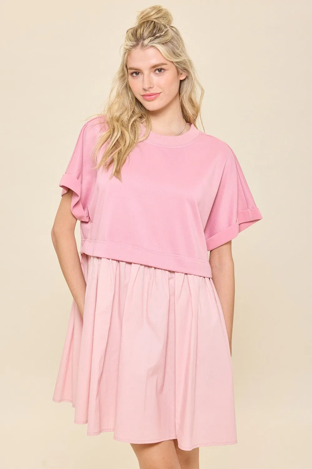 Dusty Pink Oversized Sweatershirt Poplin Mini Dress sold by Pinkblush