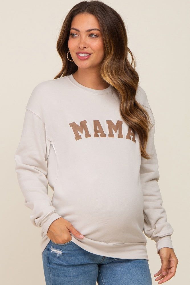 Cream Mama Graphic Maternity Pullover Sweatshirt sold by Pinkblush