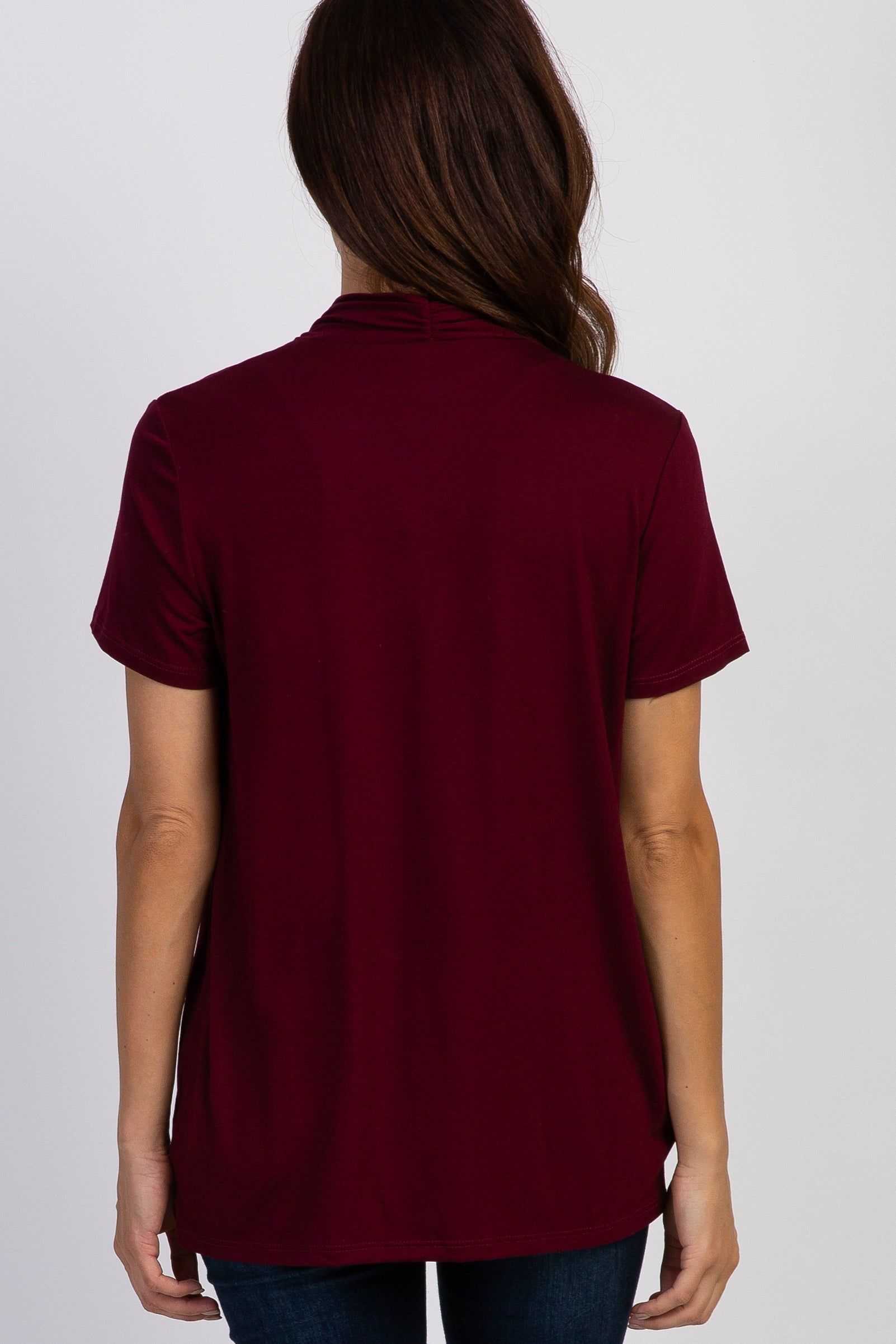 PinkBlush Burgundy Pleated Wrap Accent Nursing Top sold by Pinkblush product image thumbnail 3