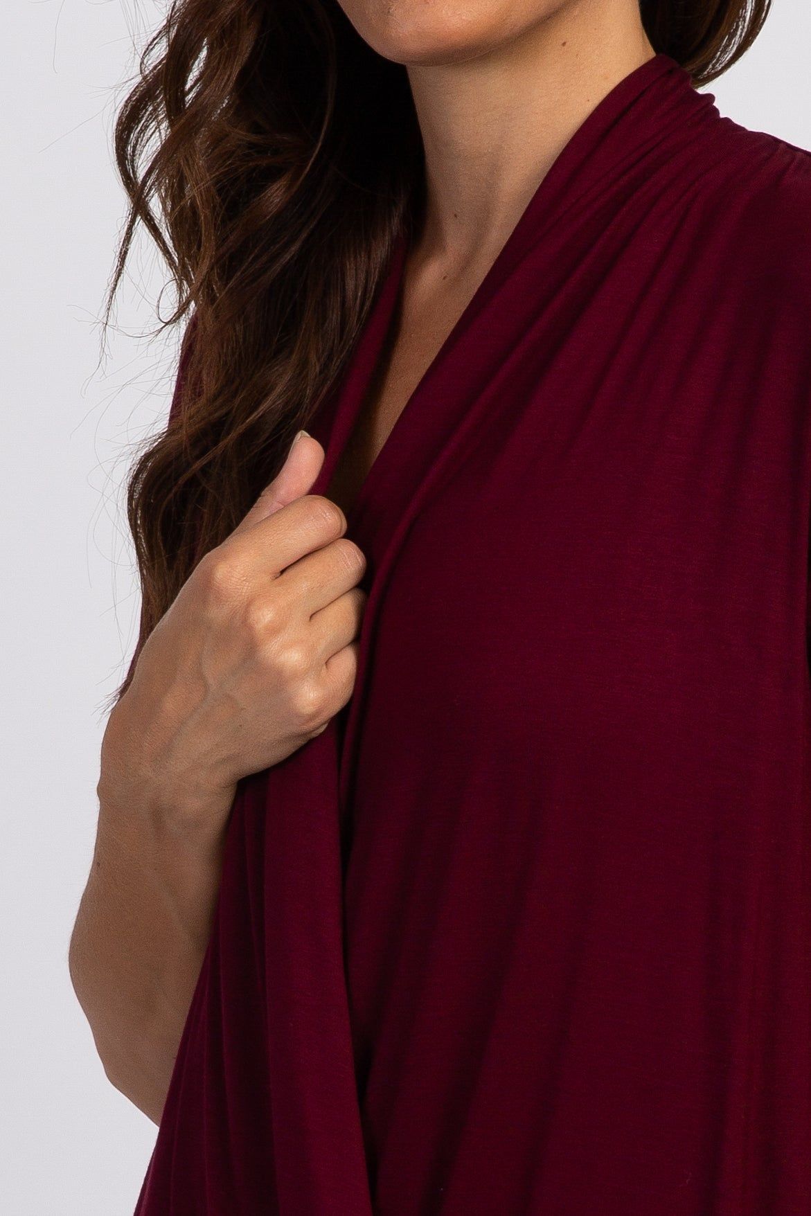 PinkBlush Burgundy Pleated Wrap Accent Nursing Top sold by Pinkblush product image thumbnail 4