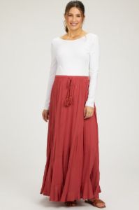 Red Tassel String Maternity Maxi Skirt sold by Pinkblush