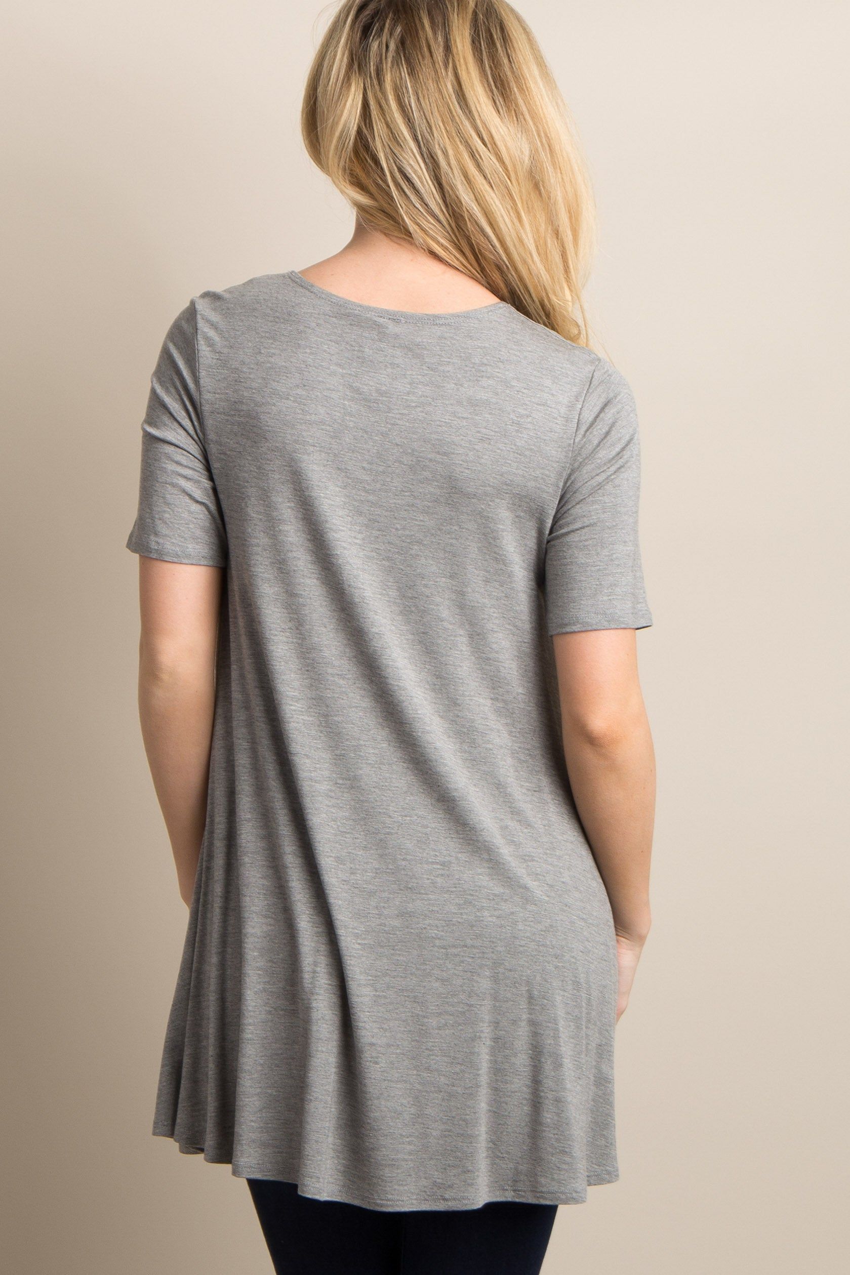 Heather Grey Basic Short Sleeve Top sold by Pinkblush product image thumbnail 3
