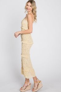 Yellow Floral Print Smocked Maxi Dress sold by Pinkblush